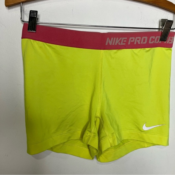 Nike Pro Combat Dri-fit compression shorts yellow pink white womens size medium - Picture 3 of 7